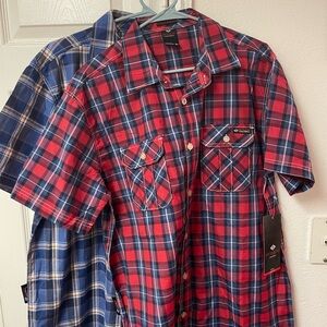 Enyce shirts 2x: Blue & Red, Plaid, Both XL, Short Sleeve, Button Up, Collar